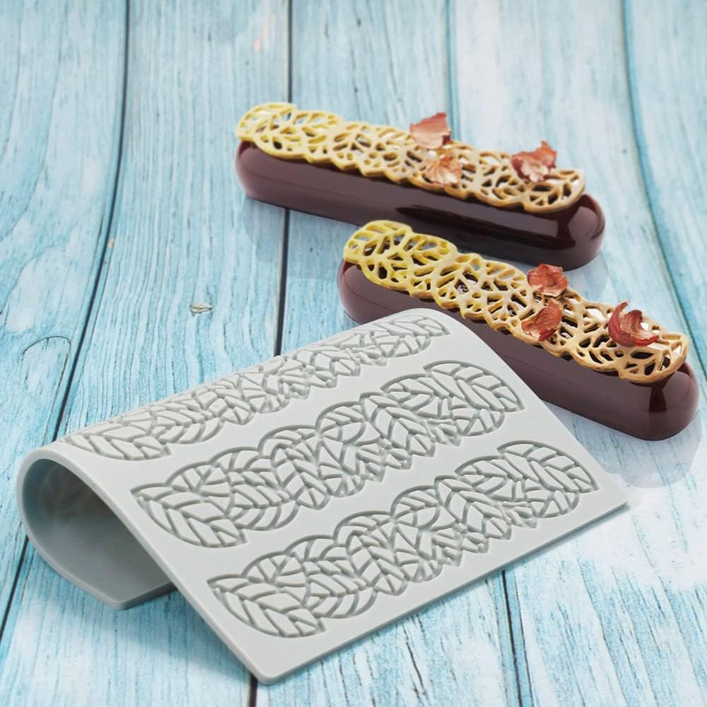 Hollow Leaf Silicone Molds Lover Heart Chocolate Molds Geometry 3D Silicone Mould Chocolate Candy Leaf Mold Sugar Craft Cake Decoration Cupcake Top (E_Leaf_6.4 * 5.16 * 0.12inch)