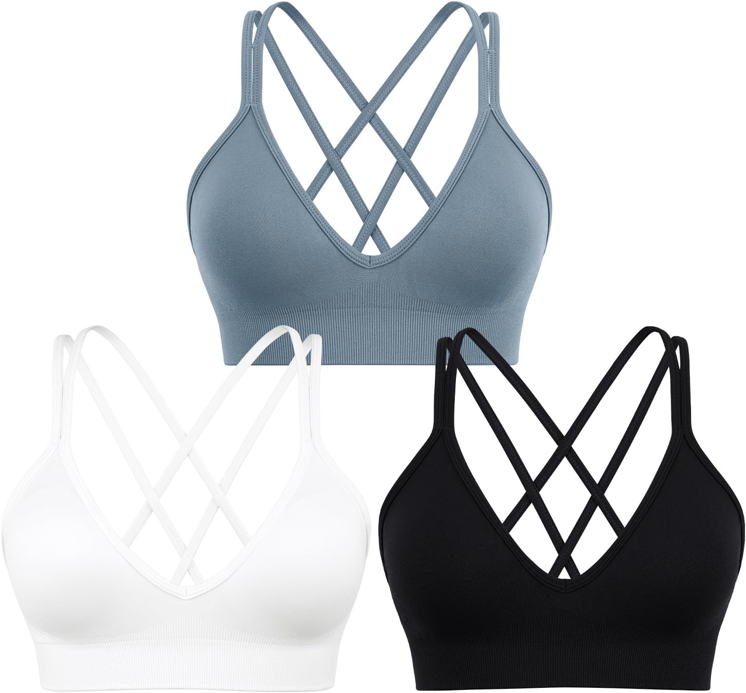 V Neck Sports Bras for Women Cross Back Workout Bra for Small Bust