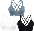 V Neck Sports Bras for Women Cross Back Workout Bra for Small Bust