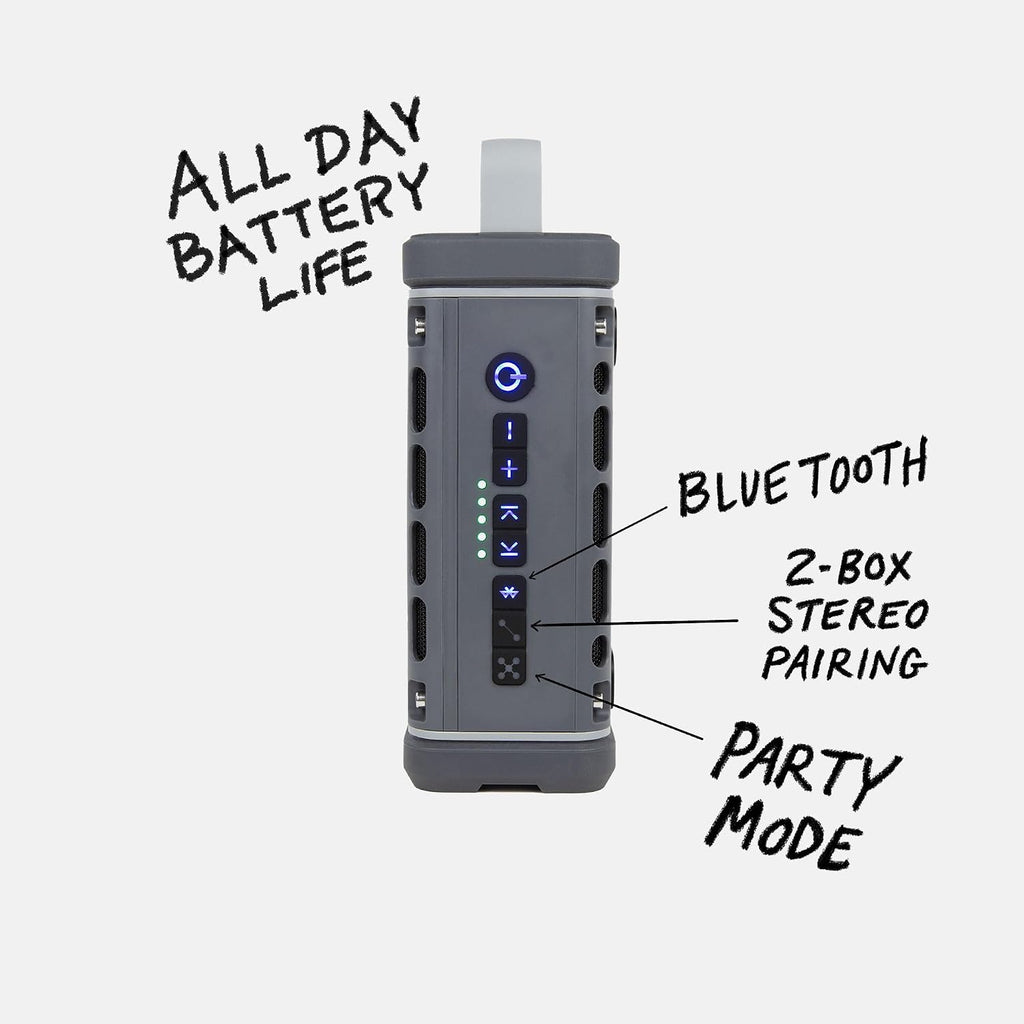 Turtlebox Ranger, Ultra-Portable Bluetooth Speaker, Waterproof, Gray