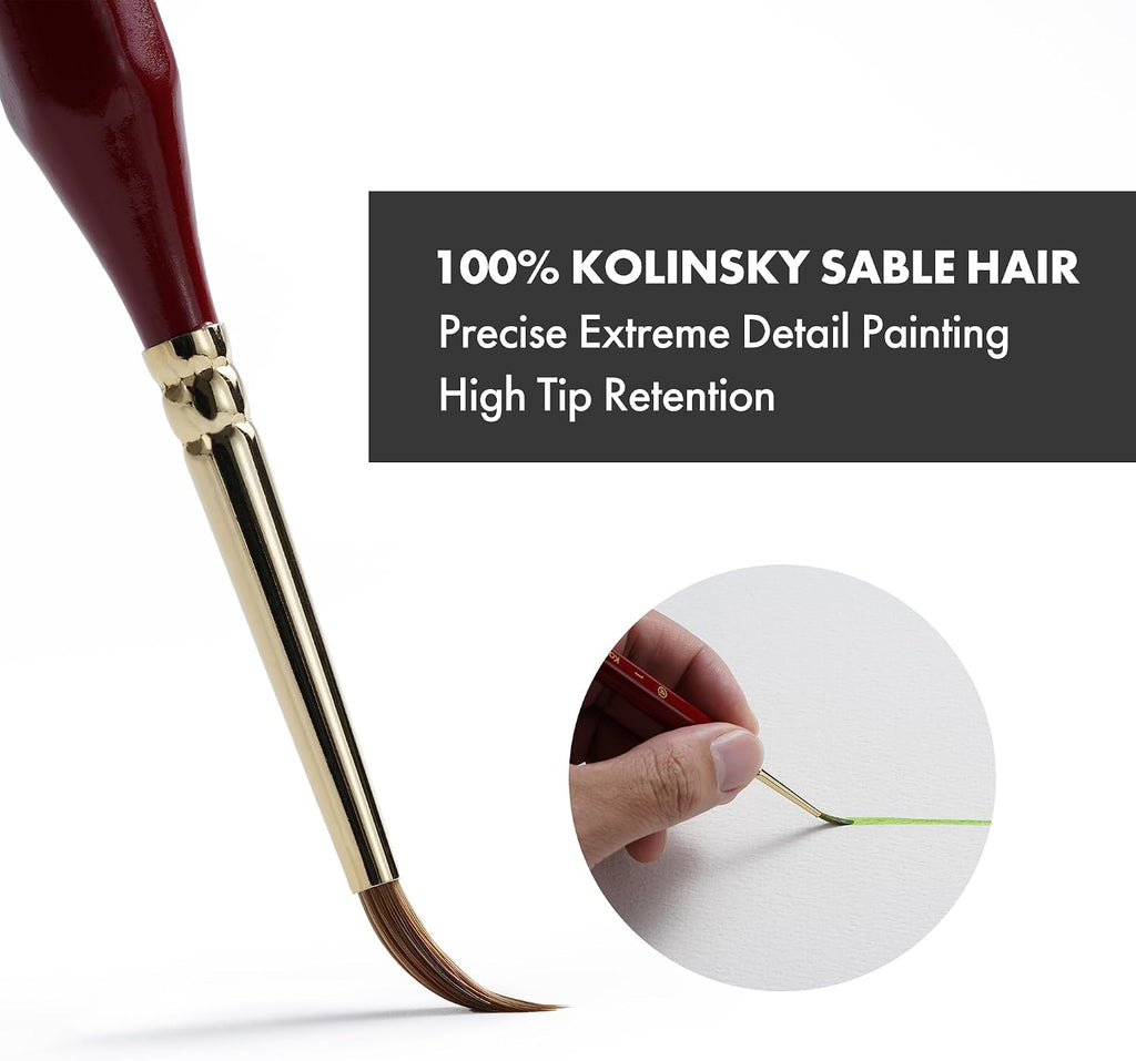 Artify Detail Paint Brushes, 100% Kolinsky Sable Micro Paint Brushes - Master Series, Ultra Fine Tips Paint Brush Set, High Precision for Models/Crafts, Detailing for Watercolor, Gouache & Ink