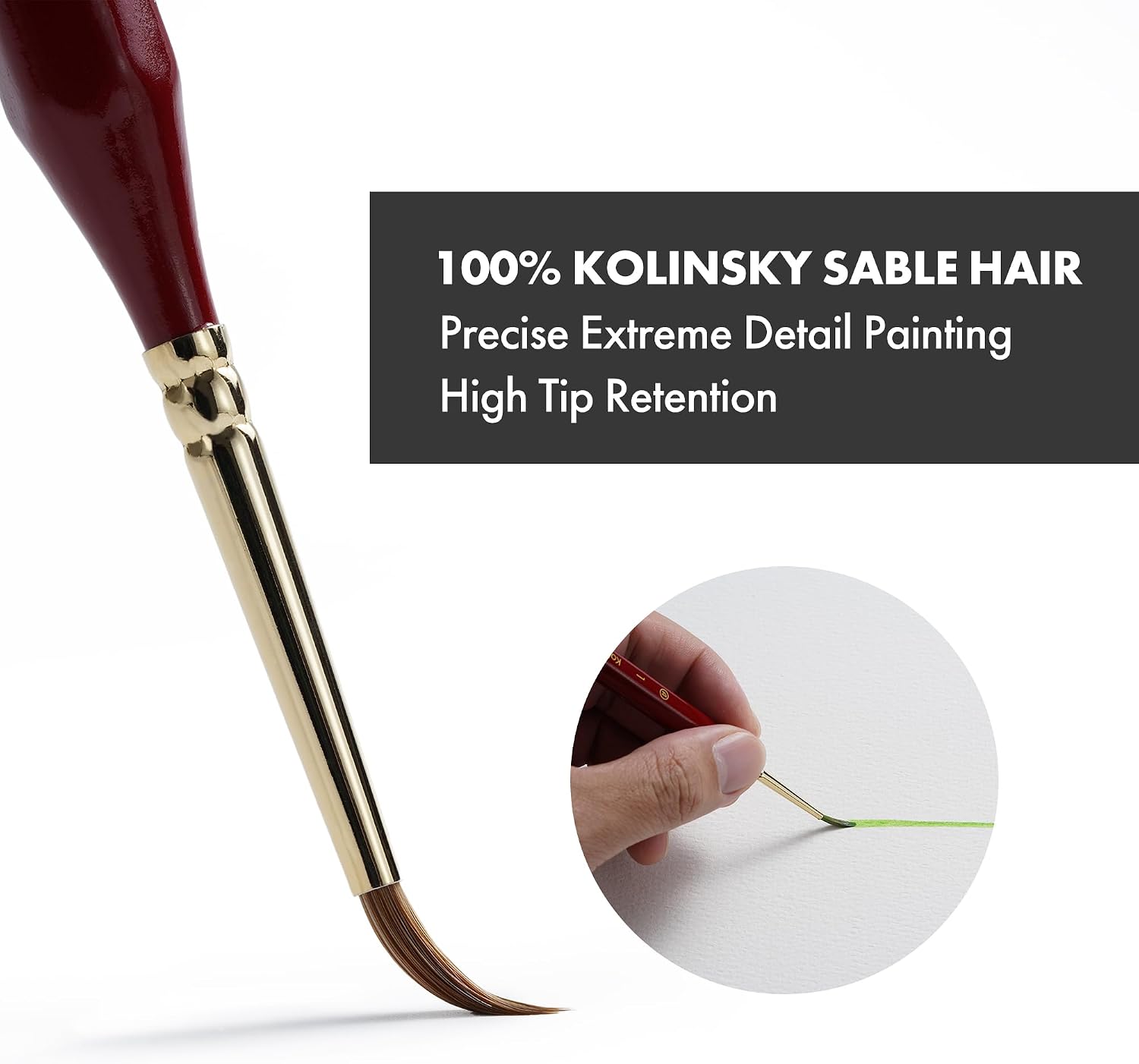 Artify Detail Paint Brushes, 100% Kolinsky Sable Micro Paint Brushes - Master Series, Ultra Fine Tips Paint Brush Set, High Precision for Models/Crafts, Detailing for Watercolor, Gouache & Ink