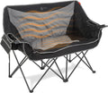 ARROWHEAD OUTDOOR Wide Duo Foldable Heated Camping Loveseat Chair, Black