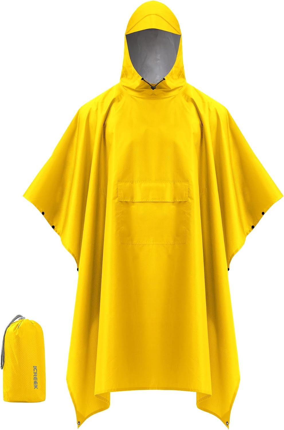 iCreek Hooded Rain Poncho Packable Waterproof Unisex Raincoat with Pocket