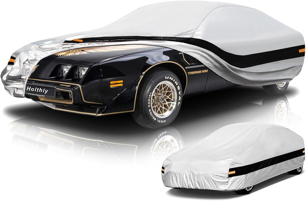 10 Layer Coupe Car Cover Waterproof All Weather for Automobiles,100% Waterproof Outdoor Car Covers Rain UV Protection.Custom Fit for Dodge Challenger,Ford Thunderbird,Pontiac Firebird,etc