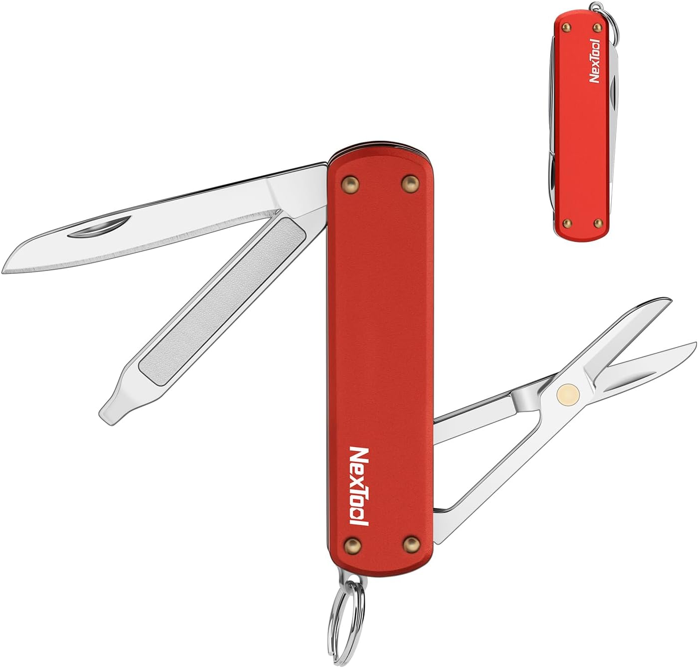 NexTool 5 in 1 Multi Tool Pocket Knife, Swiss Army Style (Red)