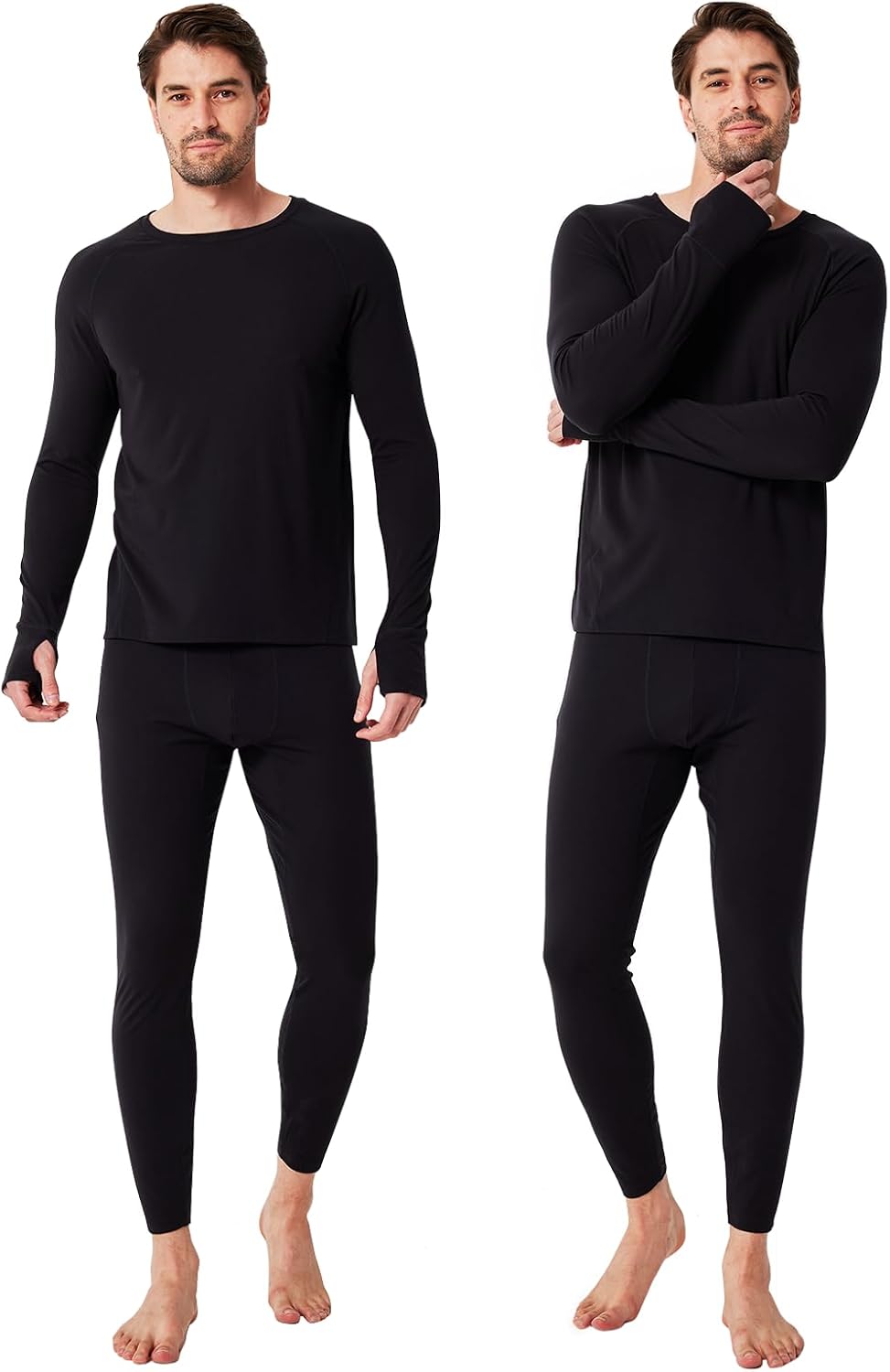 Thermal Underwear for Men - 2 Styles: 185g Lightweight Thin Base Layer & 220g Midweight Micro-Fleece Lined Long Johns