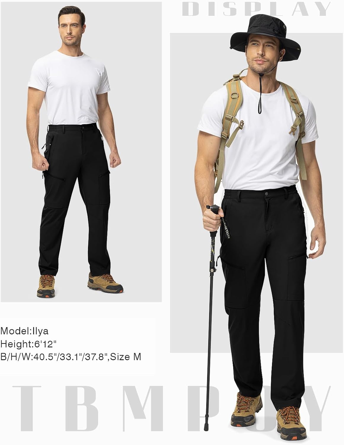 TBMPOY Mens Hiking Pants Lightweight Water Resistant Travel Outdoor Fishing