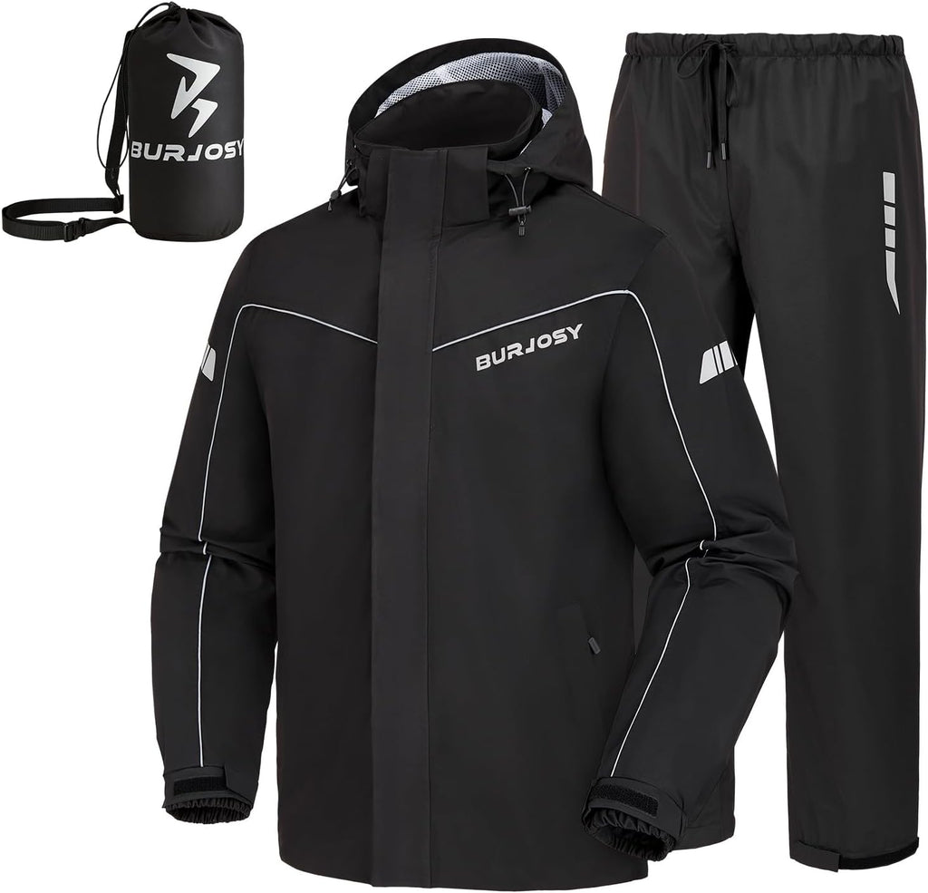Rain Suit for Men Waterproof Packable Rain Jacket and Pants Set