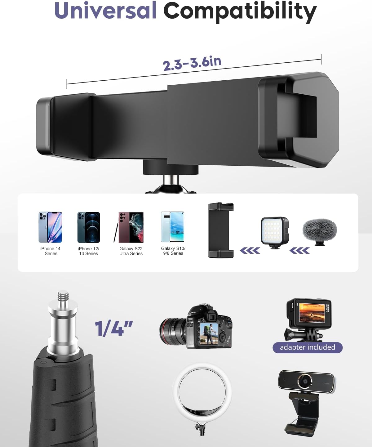 Aureday Phone Tripod, 92" Cell Phone Stand with 15" Gooseneck, Remote and Phone Holder, Overhead & Selfie Stick for Recording/Watching/Vlog, Compatible with iPhone Android