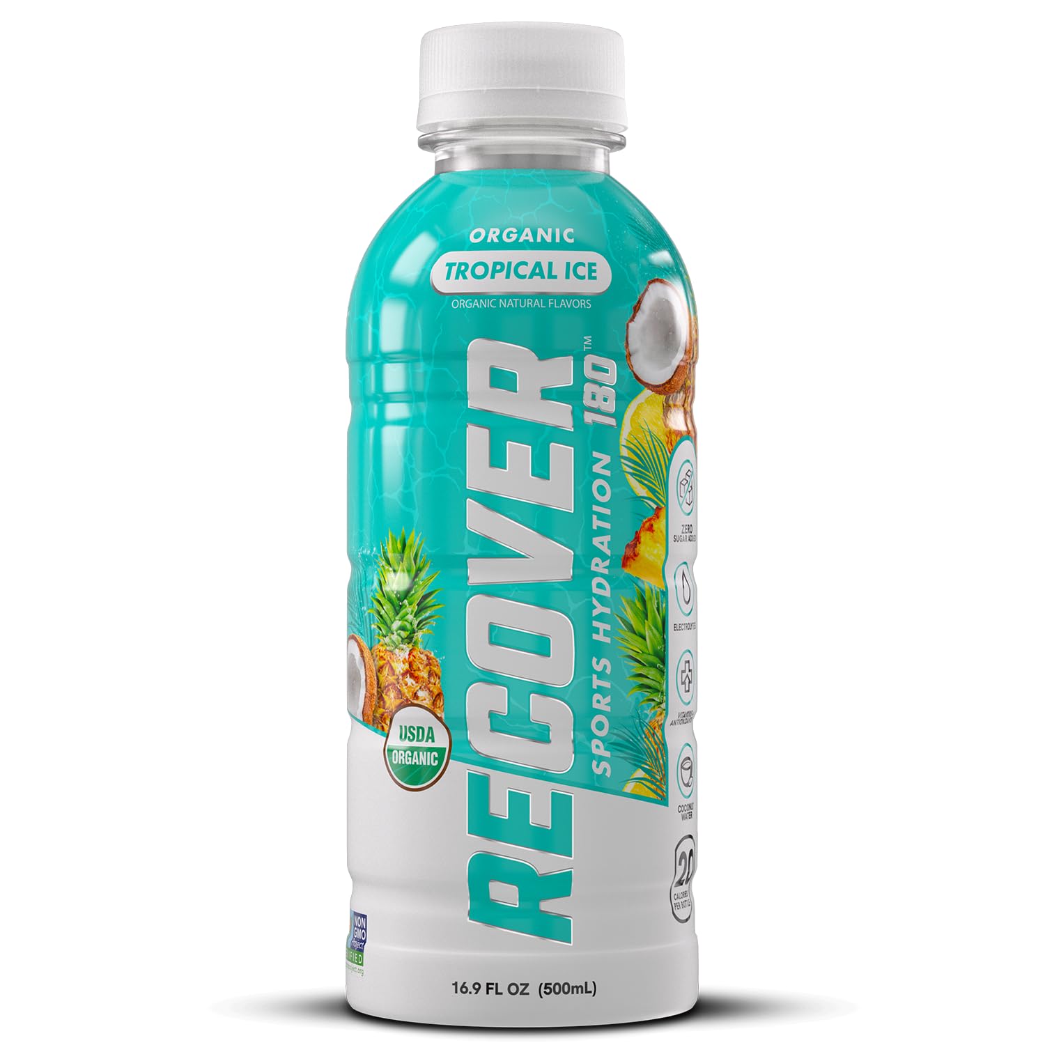 RECOVER 180 Organic Sports Hydration Drink, No Sugar Added, 20 Calorie Sports Beverage, Organic Flavors With Vitamins, Potassium-Packed Electrolytes (16.9 Fl Oz (Pack of 12), Variety Pack)