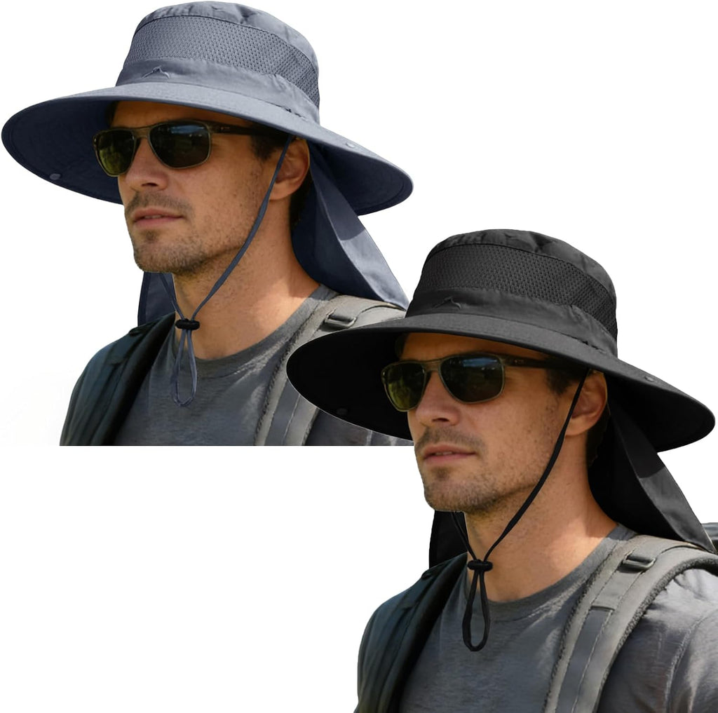 ZOORON Sun Hats for Men Women Fishing Hat with Neck Flap UPF 50+ Wide Brim