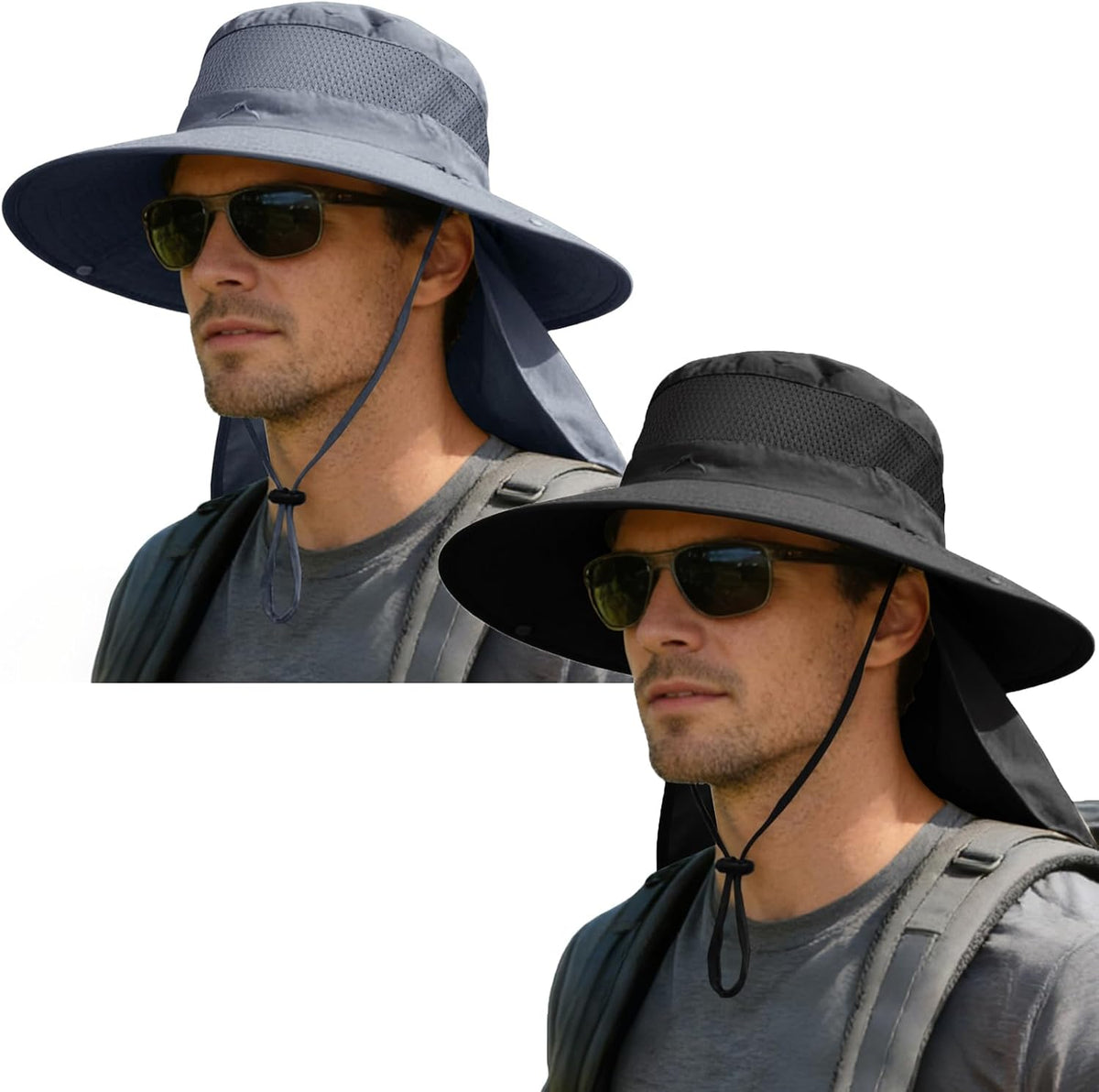 ZOORON Sun Hats for Men Women Fishing Hat with Neck Flap UPF 50+ Wide Brim