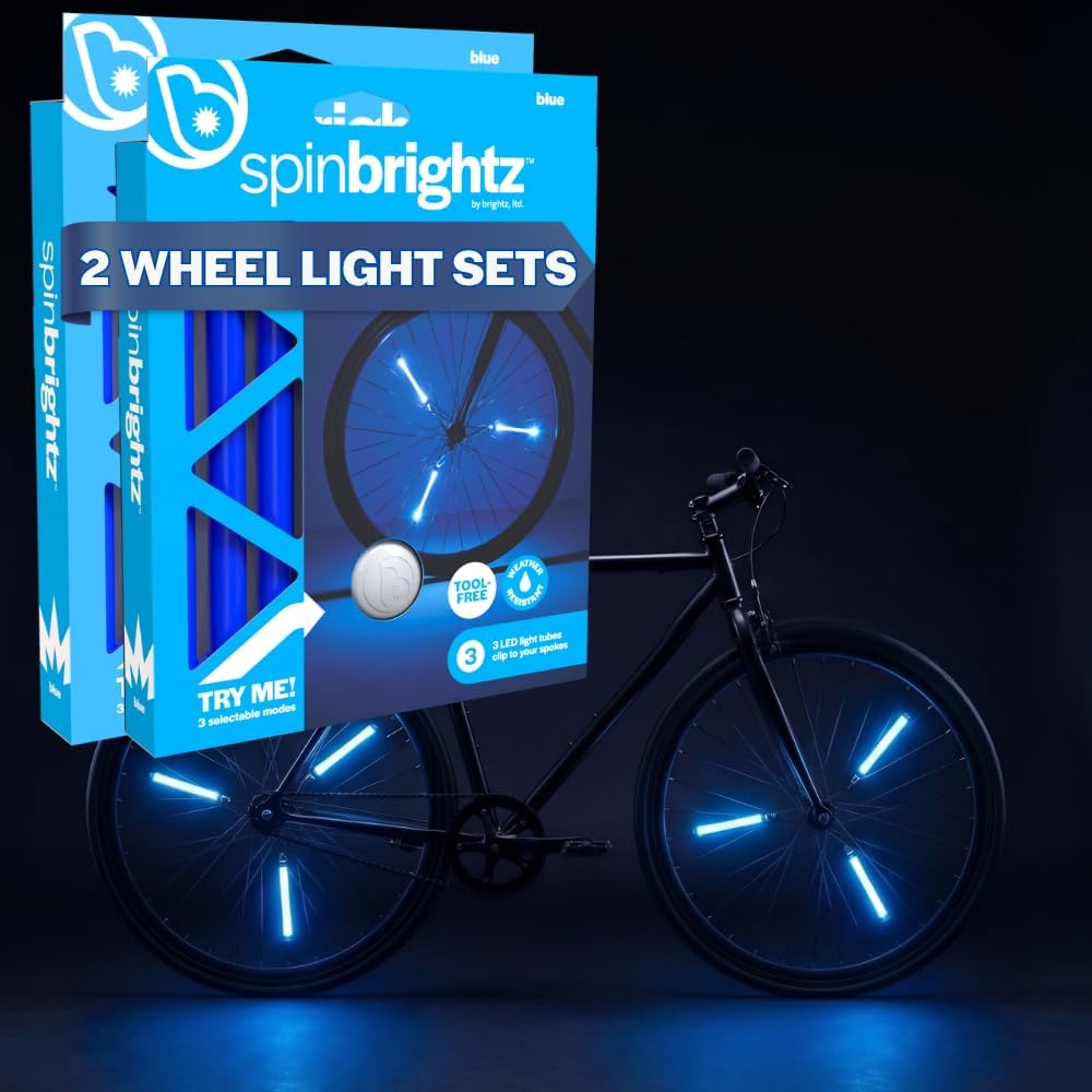 Brightz SpinBrightz LED Bike Spoke Lights, 2-Pack - Bike Wheel Lights for Kids & Adults - Clip-On Bicycle Spoke Light - Weather Resistant - Batteries Included