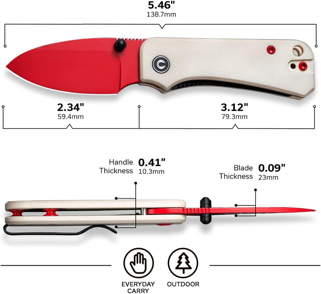 CIVIVI Baby Banter Small EDC Pocket Knife, 2.34" Nitro-V Blade G10 Handle