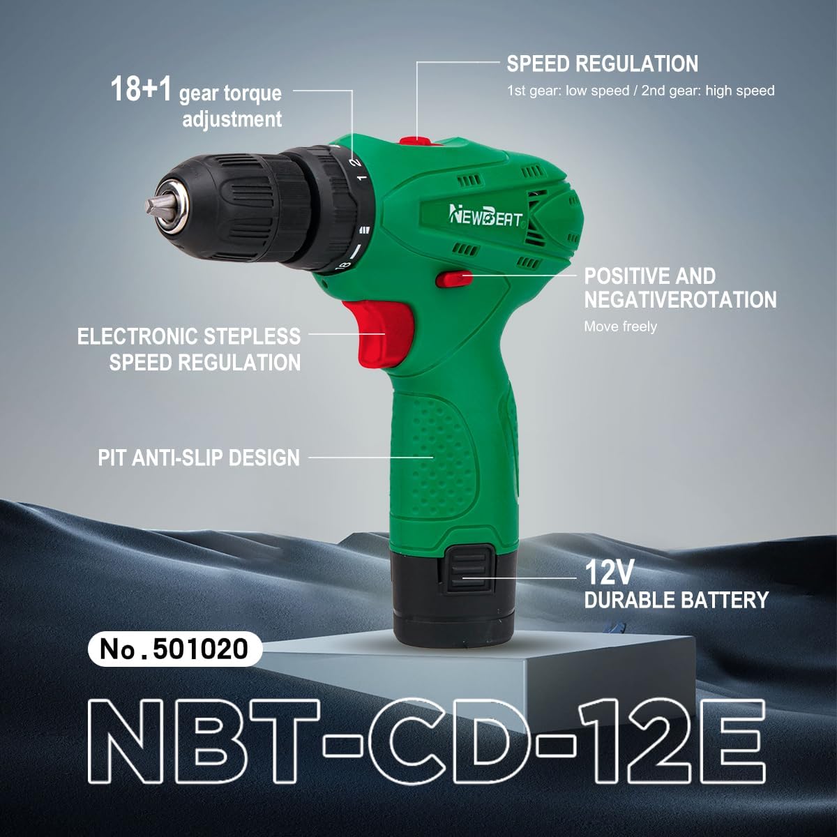 Cordless Drill Set, 12V Power Drill with Battery and Charger