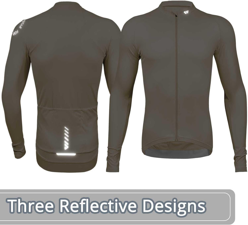 Wulibike Cycling Jersey Men Long Sleeve, Road Bike Jerseys Full Zipper with Pockets, Suitable for Spring and Autumn