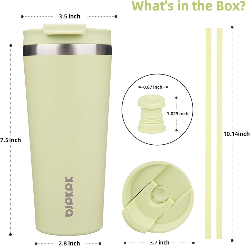 BJPKPK 22 oz Coffee Tumbler with Straw, Insulated Stainless Steel Cup