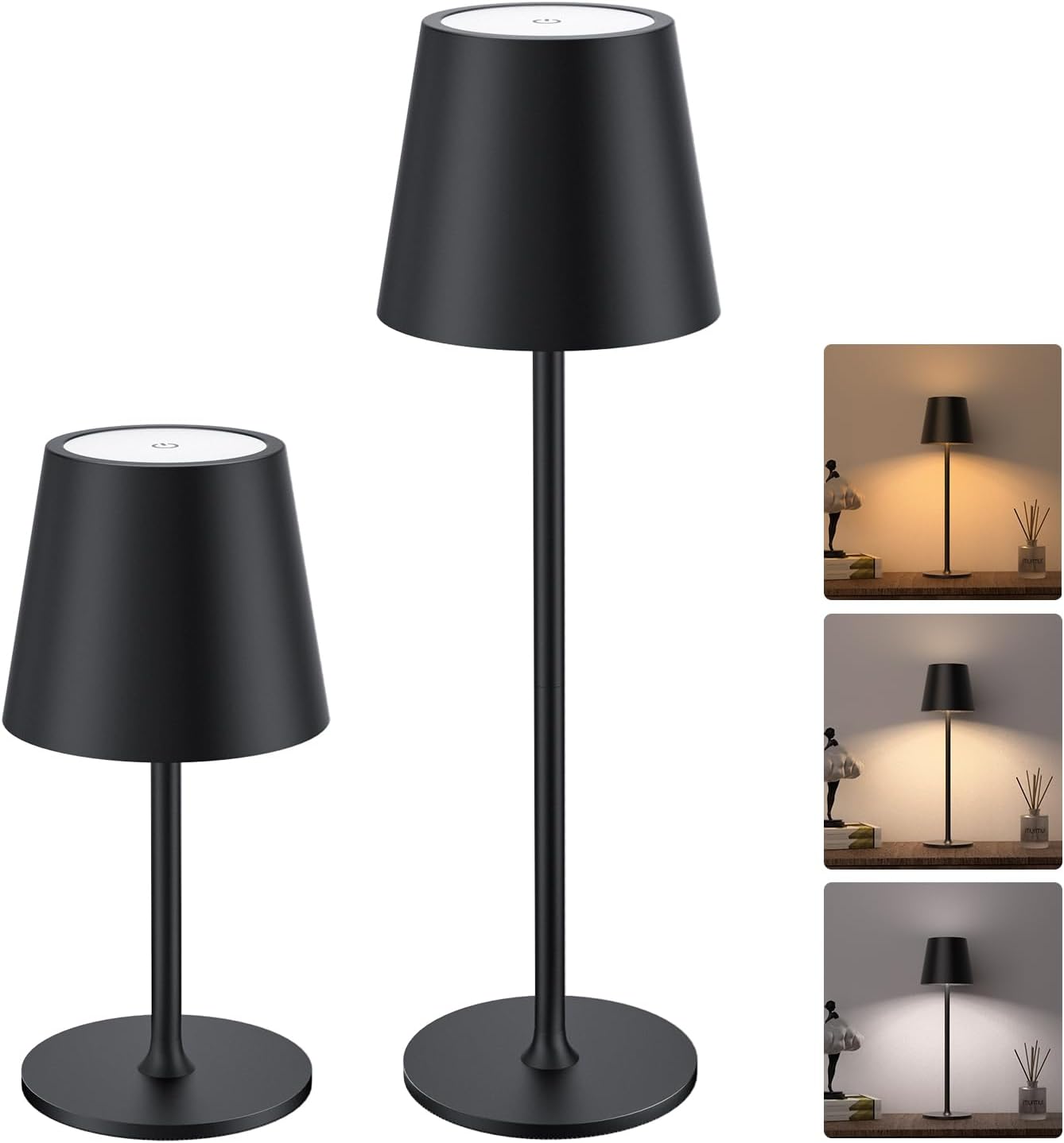 JACKYLED Cordless Lamp DIY Height, 3 Color Stepless Dimming, 5000 Capacity