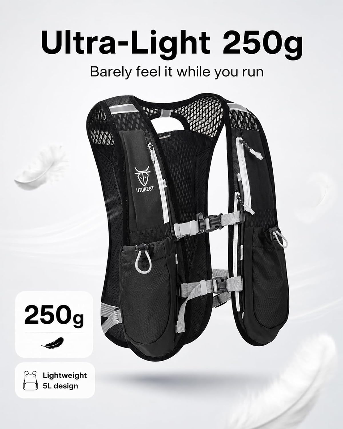 UTOBEST Running Vest Lightweight Hydration Vest Pack 5L UTR104