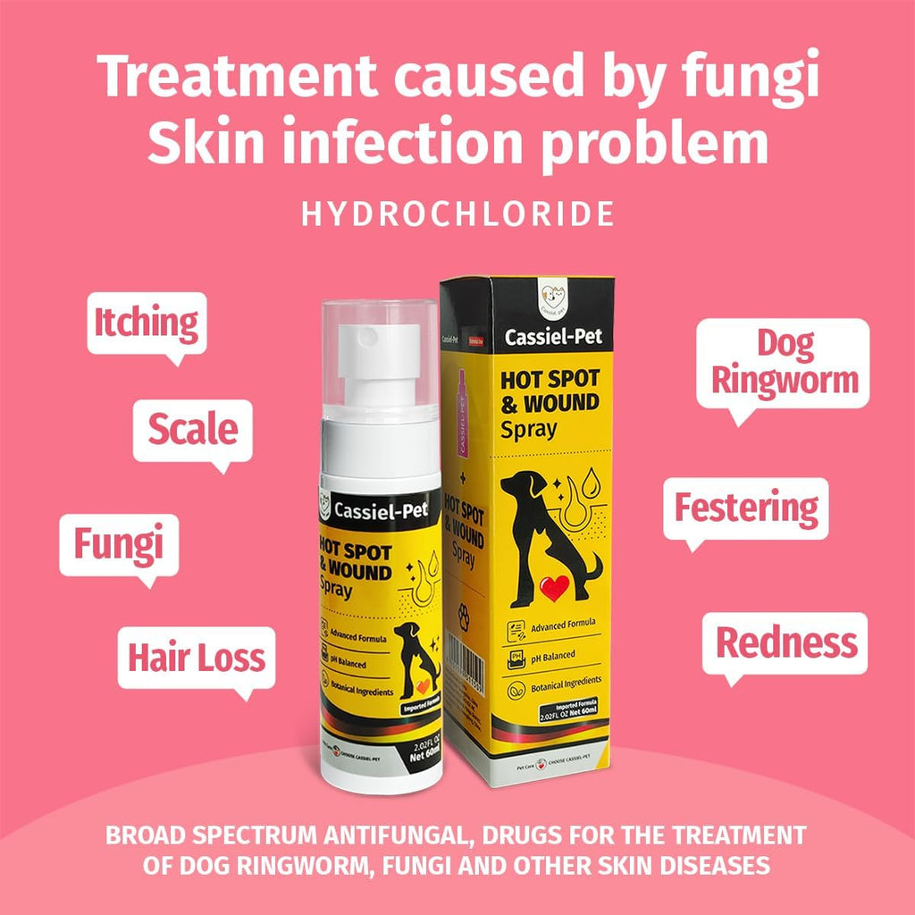 Hot Spot Spray Treatment, Wound Care & Itch Relief Spray for Dogs and Cats, Relives Scratching, Itchy Skin and Paw Licking, for All Animals, 2.02oz