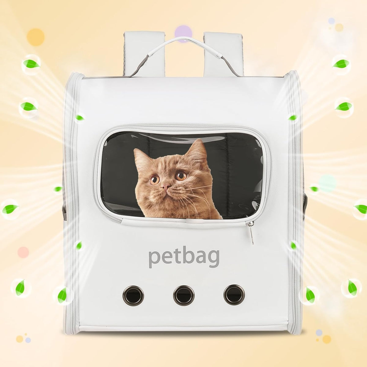 Pet Backpack Carrier White Dogs Cats Travel Bag with Cover 14.17"
