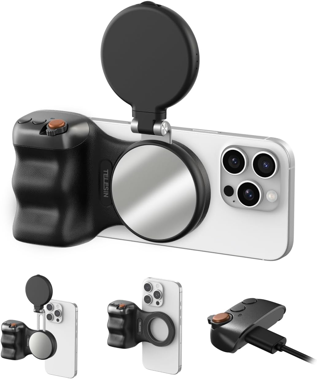 TELESIN Fun Shot Magnetic Phone Camera Grip with Magnetic Selfie Light Kit