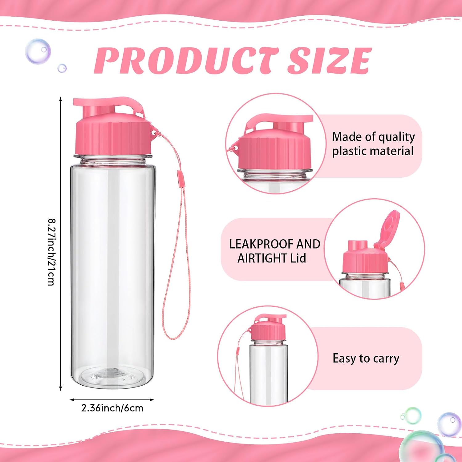Mifoci 20 Pcs Plastic Water Bottles Bulk 17 oz, Rose Red