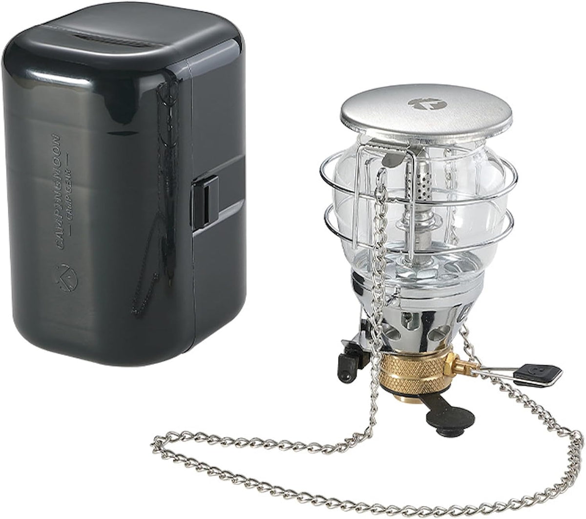 CAMPINGMOON Mini Gas Camping Lantern with Hanging Chain & Hard Case – 80W Equivalent Brightness, Adjustable Dial, Outdoor Portable Butane Lamp for Hiking, Backpacking, Emergency, Tent Lighting T-4