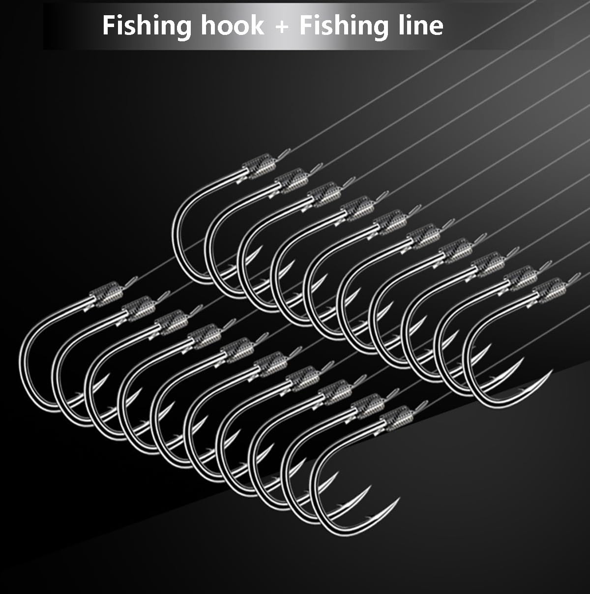 AMHDV Tiny Fishing Hooks with Line, Small Fishing Hook and Leader (Pack of 20)