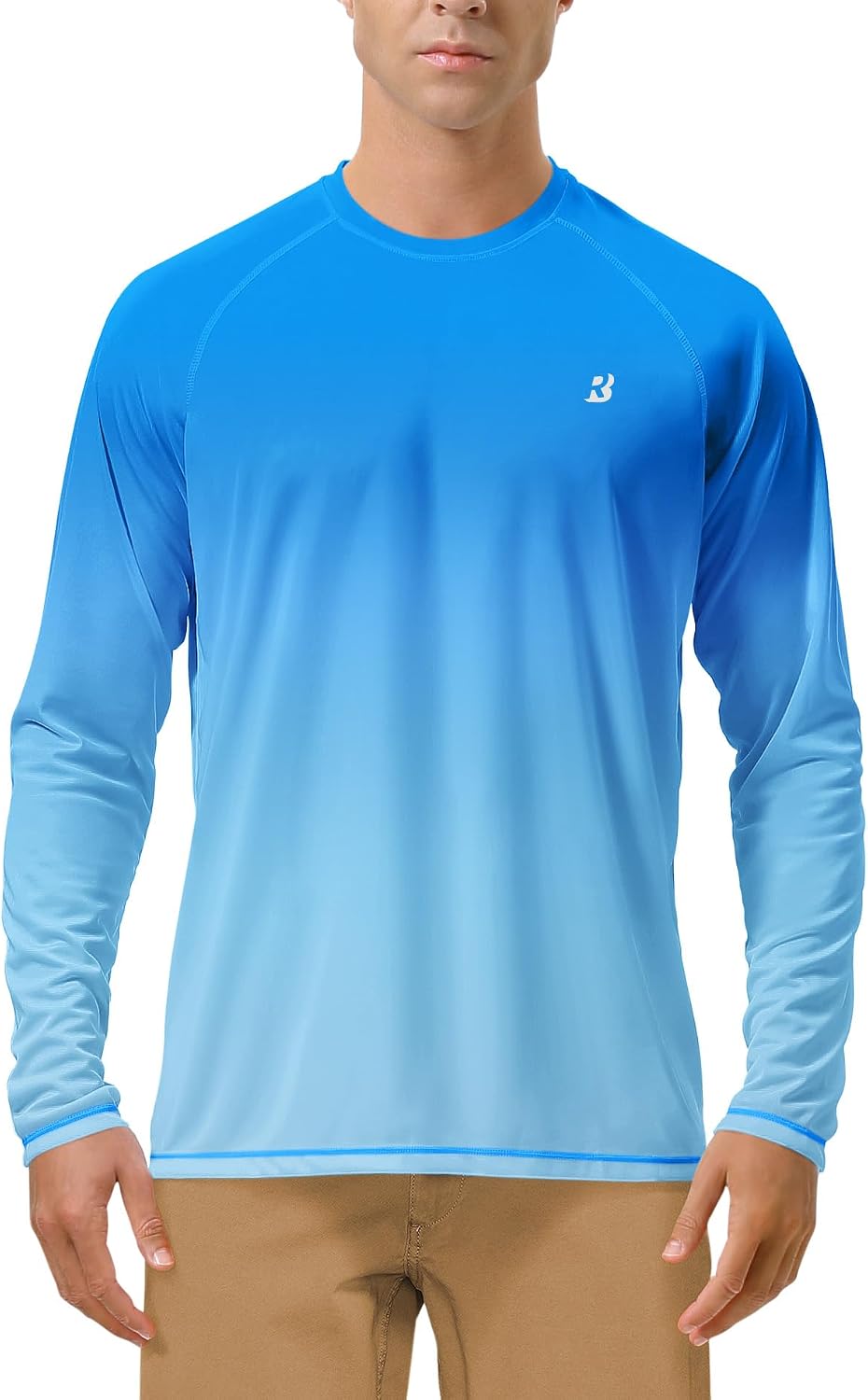 Roadbox Mens UPF 50+ UV Sun Protection Shirts Outdoor Long Sleeve SPF Rash Guard for Fishing Hiking Swimming Running