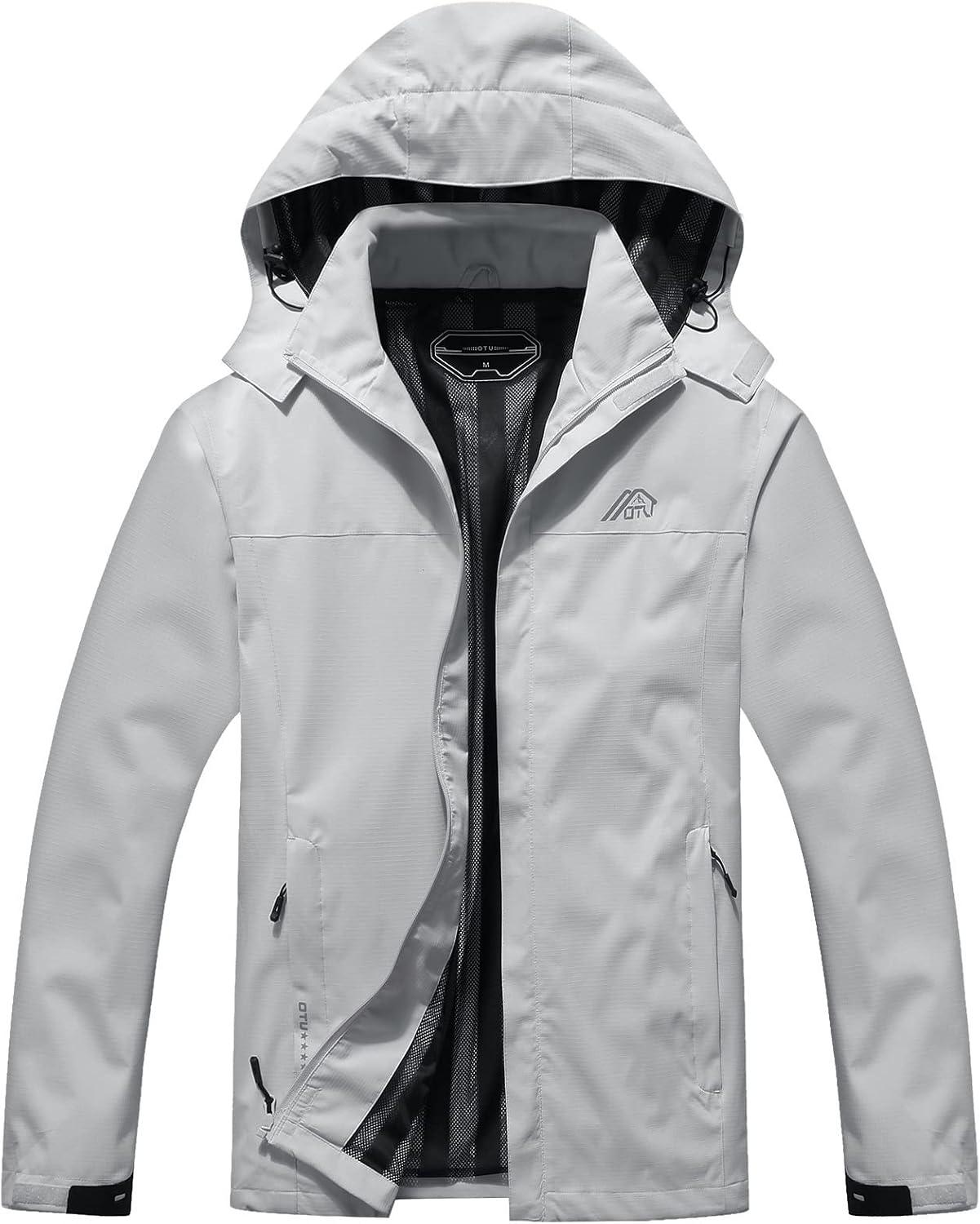 OTU Men's Lightweight Waterproof Hooded Rain Jacket Outdoor Raincoat Shell Jacket for Hiking Travel