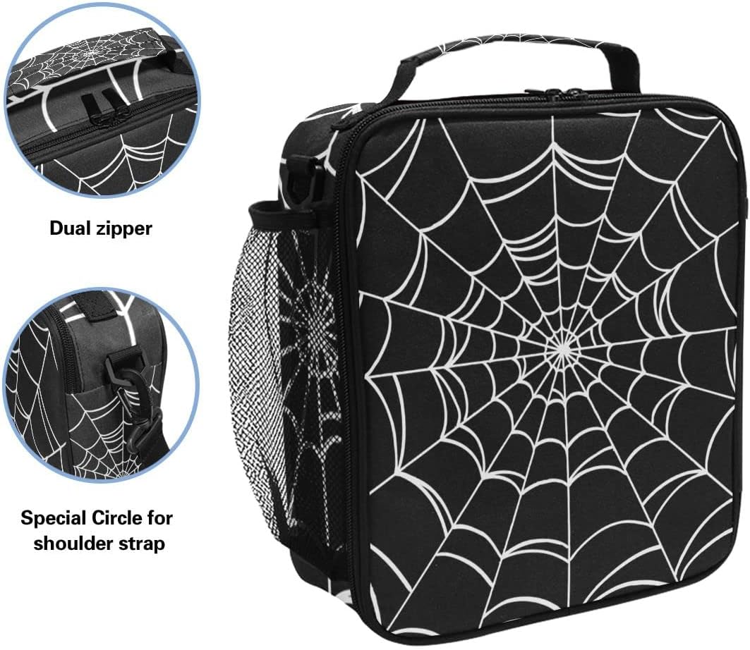 Goth Spider Web Lunch Box Insulated Lunch Bag Cooler Tote Bag