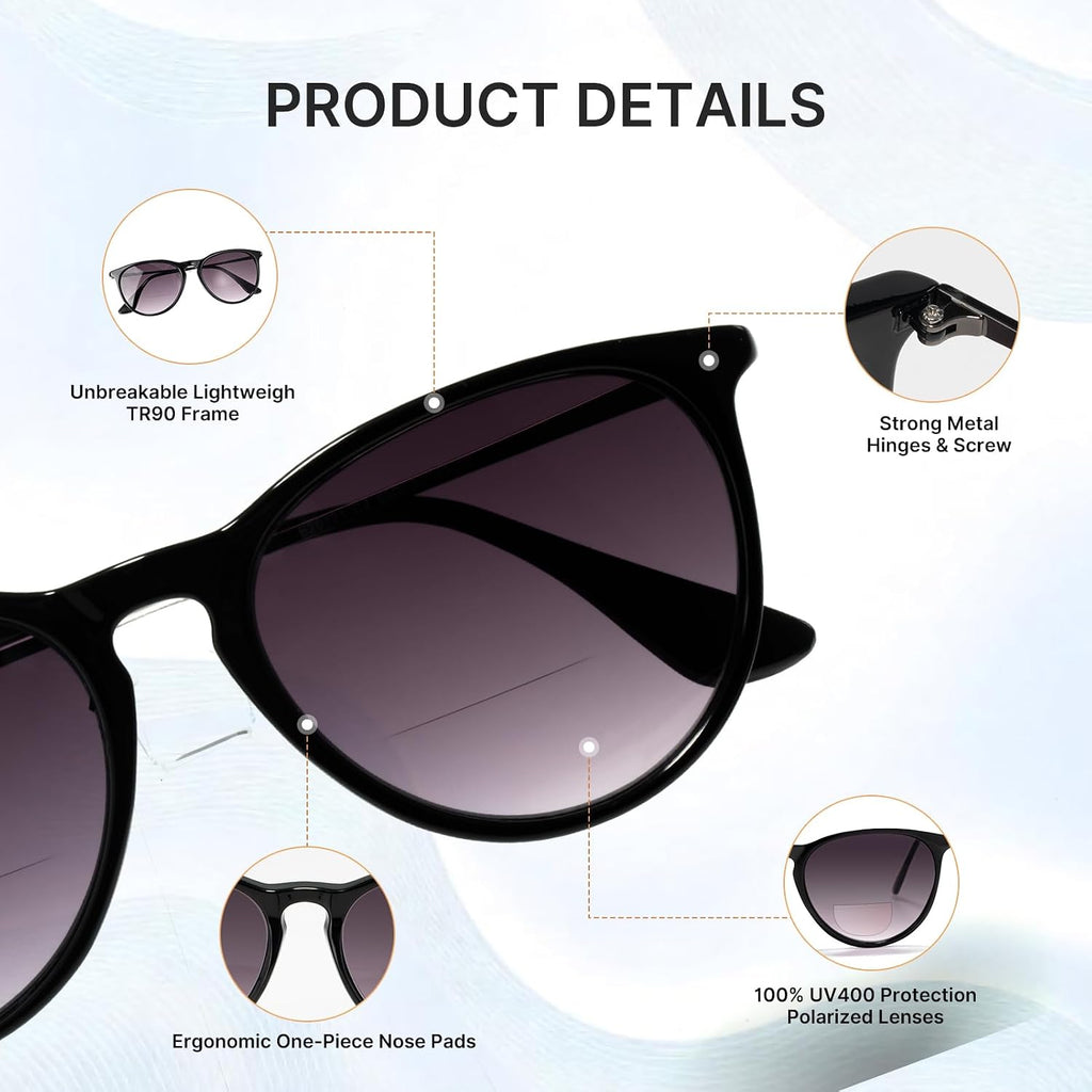 EFE Bifocal Reading Sunglasses for Men and Women, Sun Readers with UV400 Protection, Dual Vision Distance and Reading Glasses