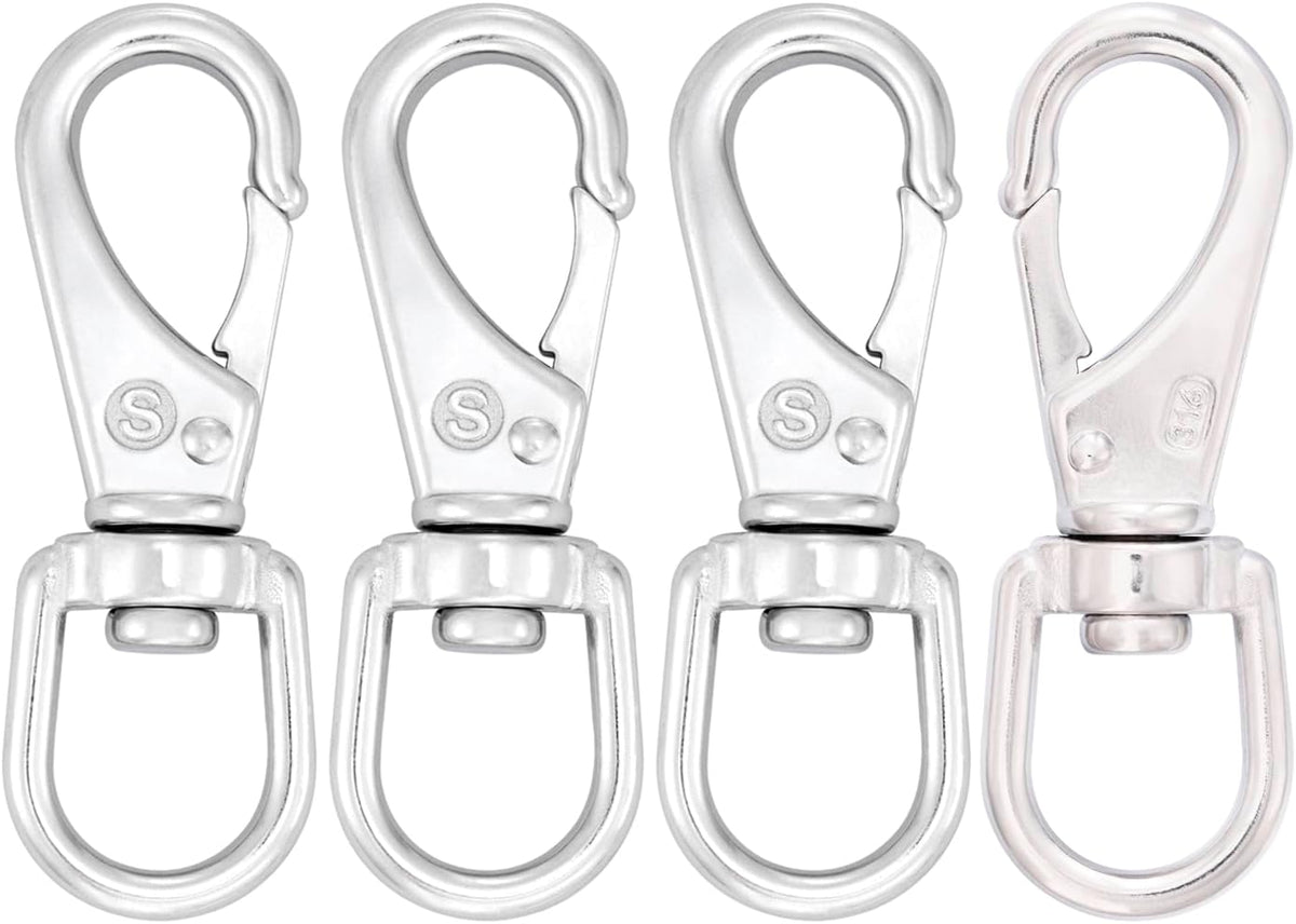 SHONAN 3.5 Inch Stainless Steel Flag Clips for Flagpole Rope- 4 Pack Diving Clips Flag Pole Clips, Swivel Snap Hooks for Dog leashes, Keychains, Boat Ropes, Bird Feeders