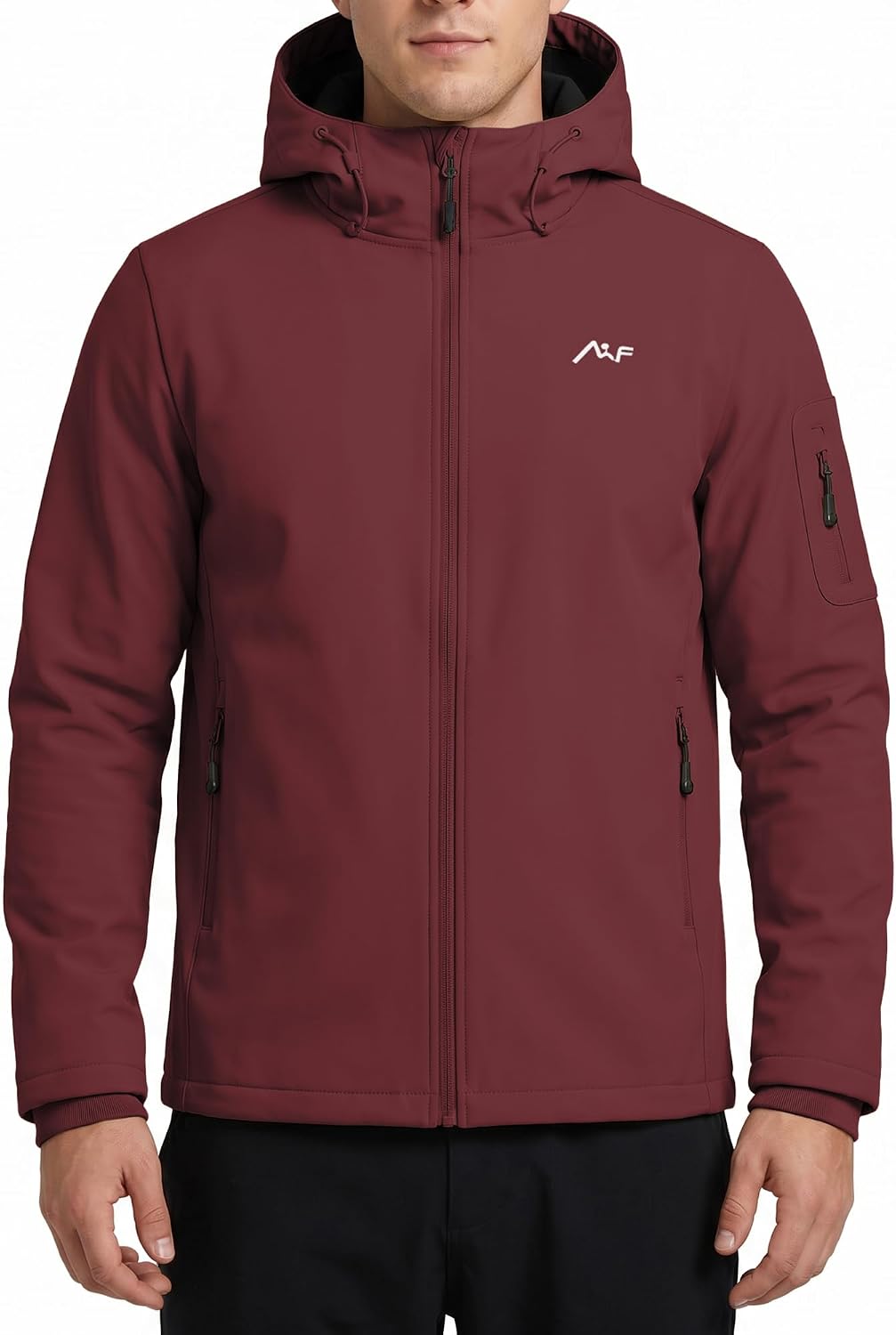 WULFUL Men's Lightweight Softshell Jacket Warm Fleece Lined Windbreaker Waterproof Soft Shell for Outdoor Hiking