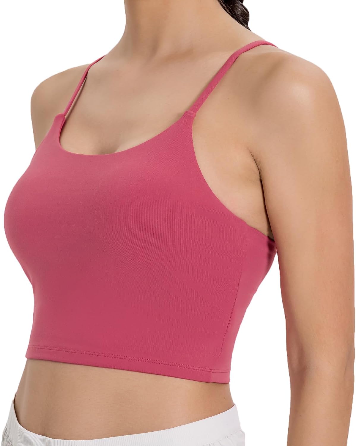 Women's Strappy Stretch Sports Bra Longline Yoga Tank Top Fitness Bra Workout Camisole Crop Tops for Teen Girl