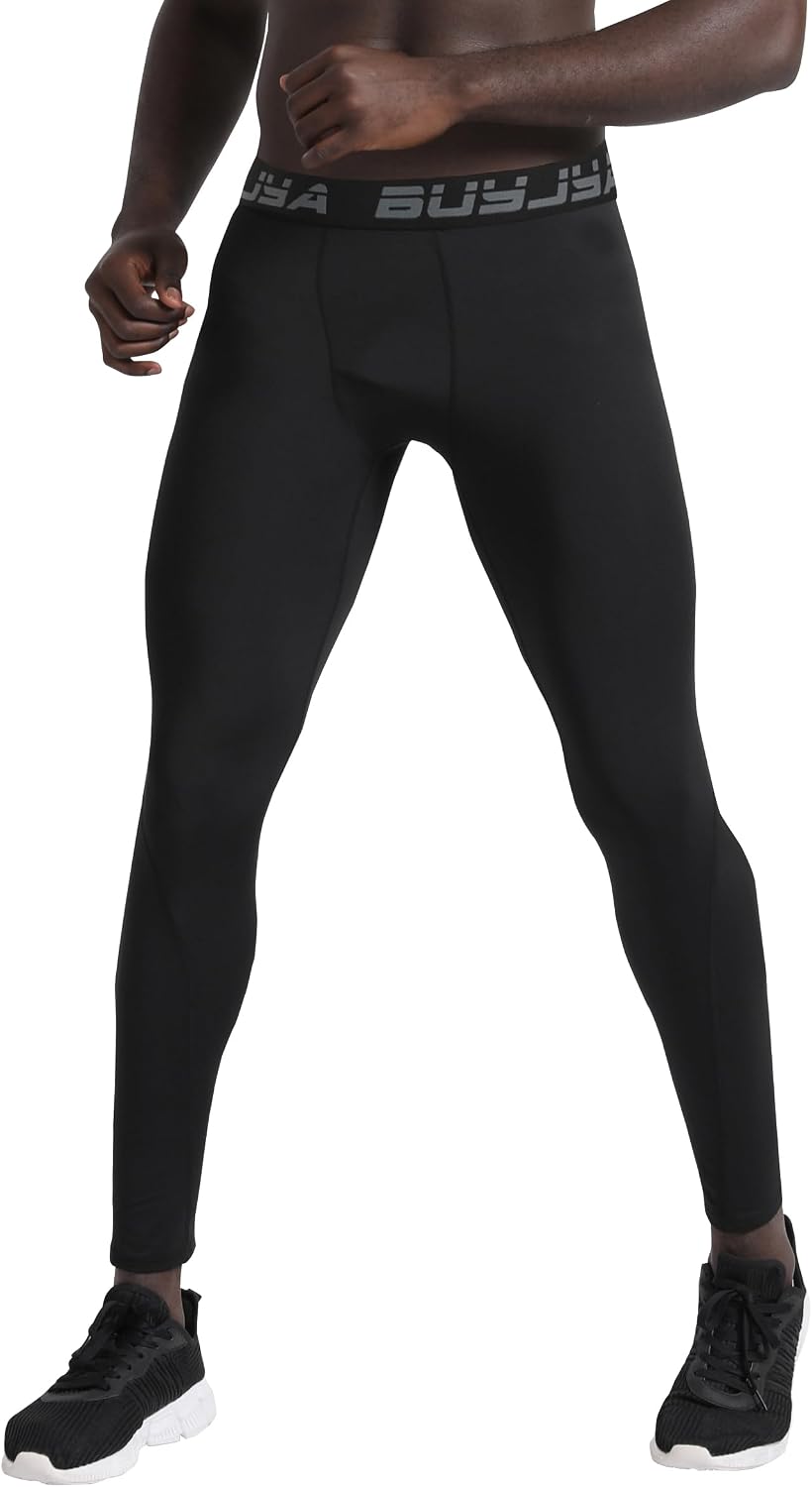 BUYJYA 3 or 5 Pack Men's Compression Pants Base Layer Tights Leggings