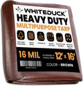 WHITEDUCK Super Heavy Duty Poly Tarp Cover 16 Mil with Grommets and Reinforced Edges (Brown- 16 Mil, 12' x 16')
