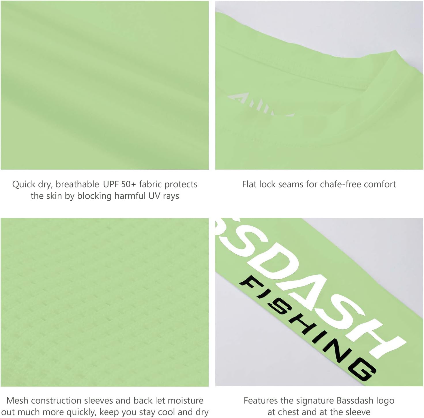 BASSDASH Fishing T Shirts for Men UV Sun Protection UPF 50+ Long Sleeve Tee T-Shirt
