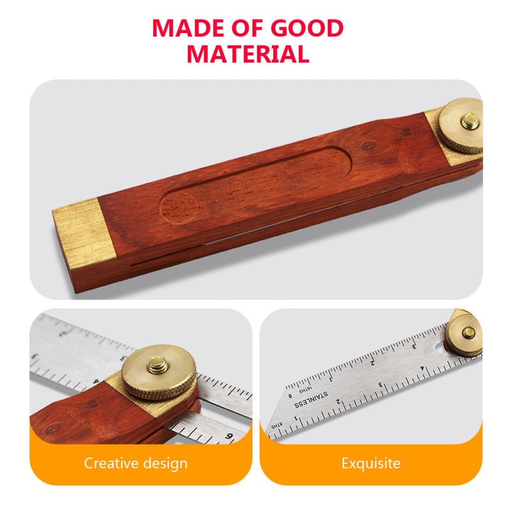 Adjustable T-Bevel Sliding Angle Ruler with Wooden Knob Stainless Steel Multi-Angle Measurement Tool Millimeter Scales for Woodworking Carpentry and Precision Crafting