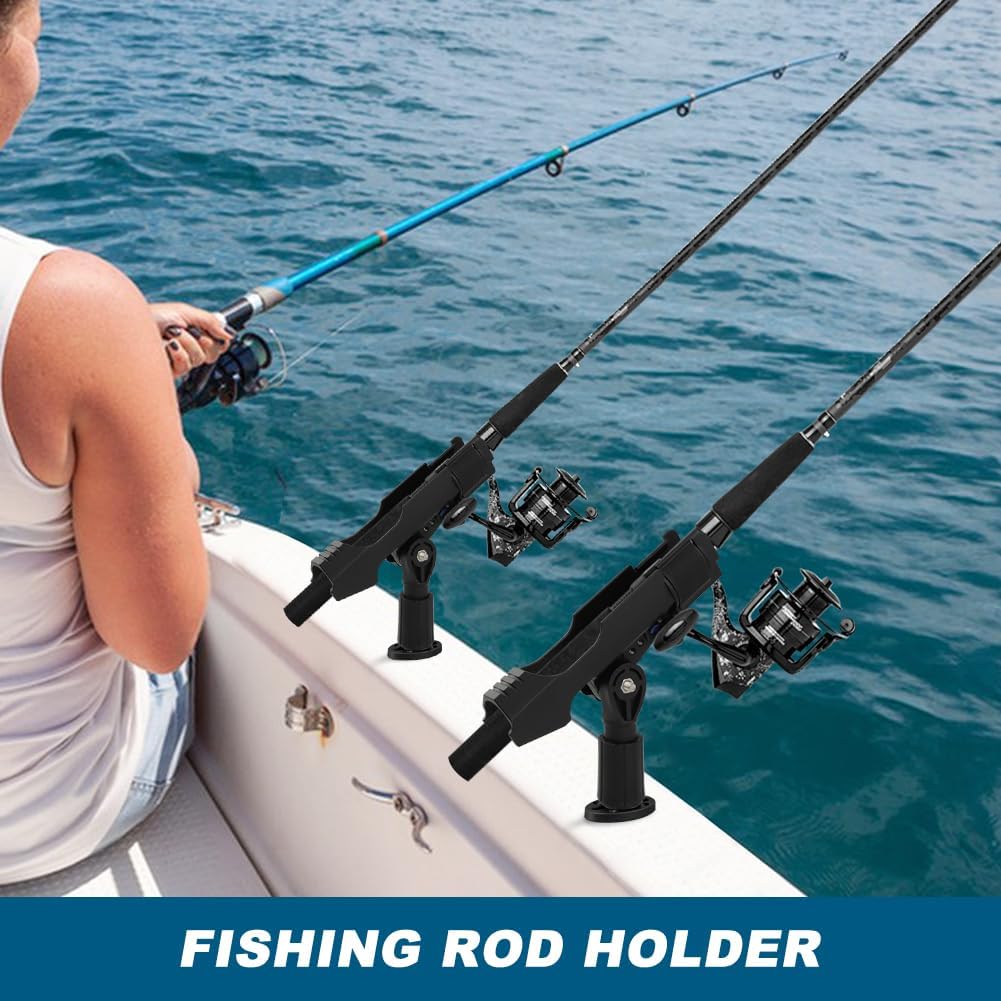 2‑Pack Kayak Fishing Rod Holders, 360° Adjustable Pole Holders for Boats