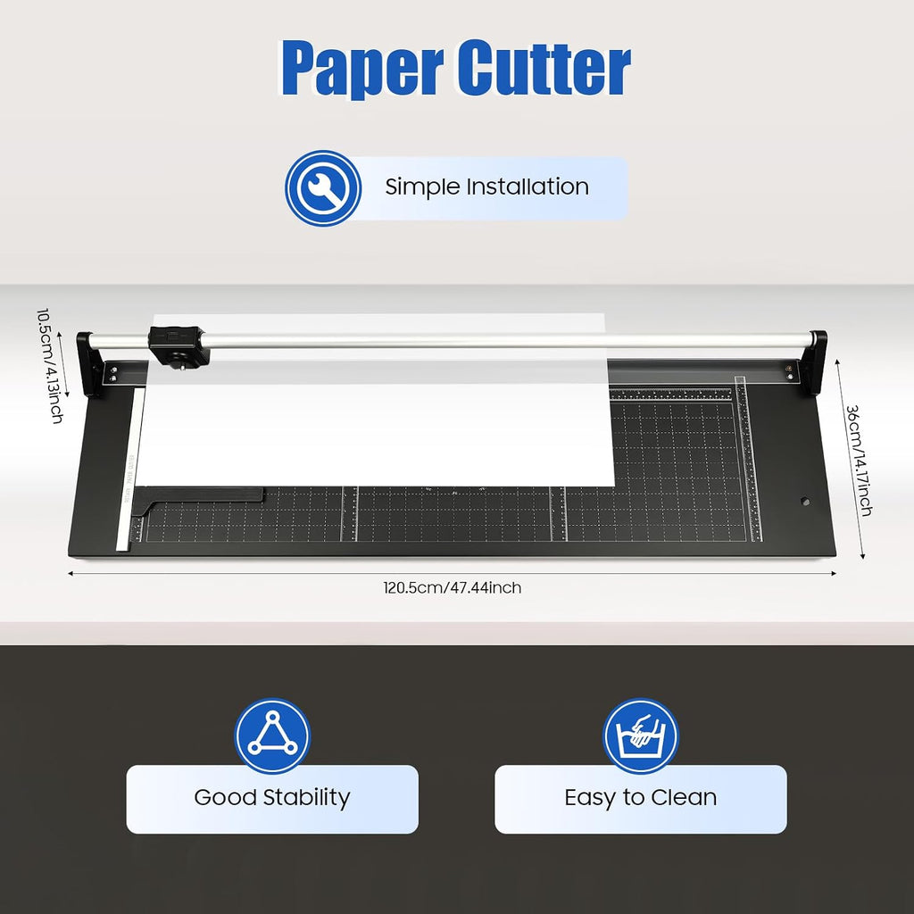 Rotary Paper Trimmer, 36 Inch Rolling Paper Cutter with Magnetic Positioning Ruler & Clear Scale, Manual High Precision Rotary Paper Cutter for A3/4/5 Photos Card Decal Cardboard PVC Film Etc