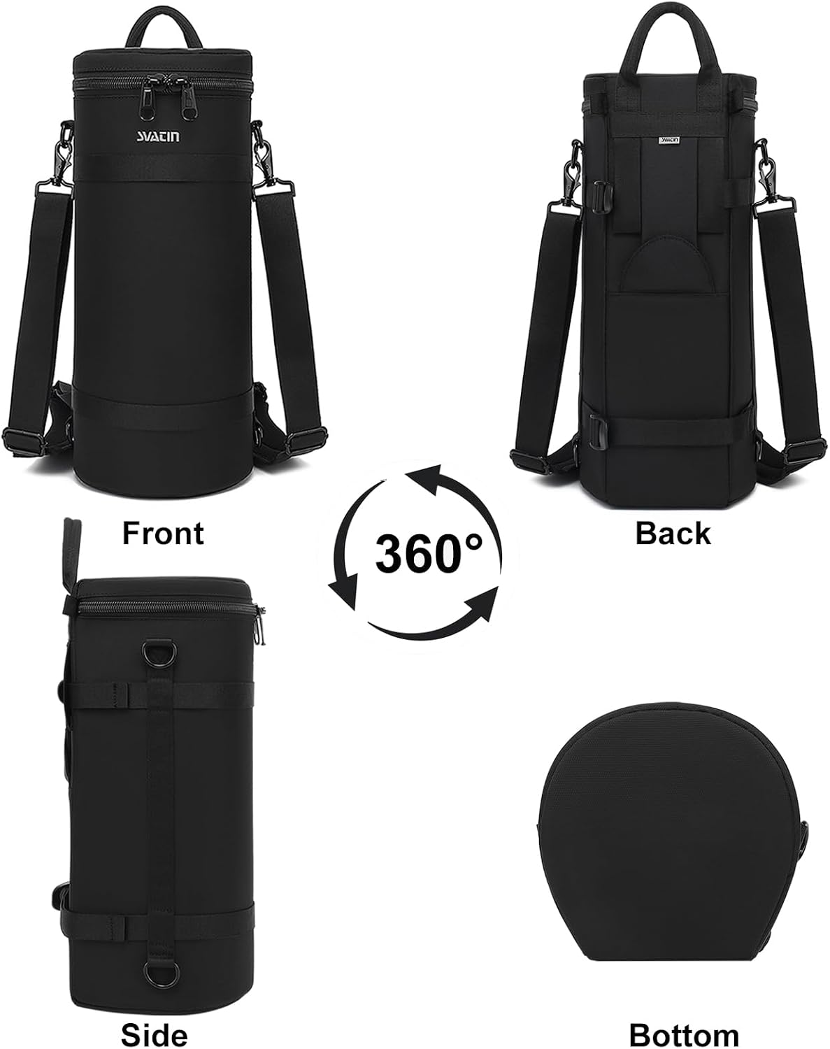 Large Camera Lens Case Bag,Barrel Shaped Shockproof Protective Padded Long Telephoto Lens Backpack Pouch Fits for SONY A7 FE200-600mm F5,6-6.3GOSS/Canon 70-200F2.8