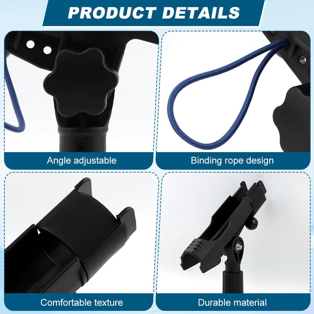 2‑Pack Kayak Fishing Rod Holders, 360° Adjustable Pole Holders for Boats