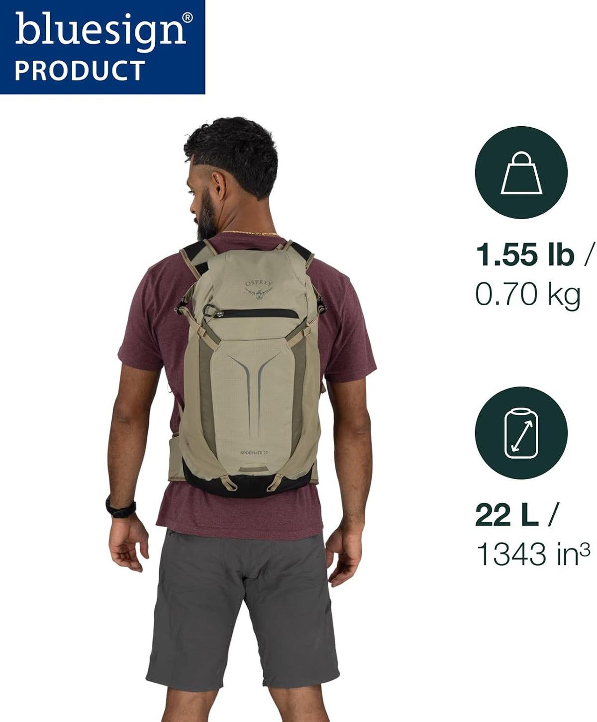 Osprey Sportlite 22L Lightweight Hiking Backpack, Black OS