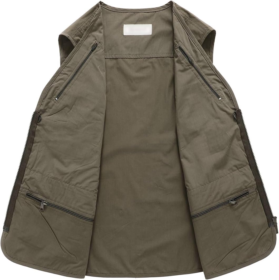 Hbufnha Men's Casual Safari Travel Vest 16 Pockets Outdoor Work Vest Sleeveless Jacket Fishing Hiking Photograph