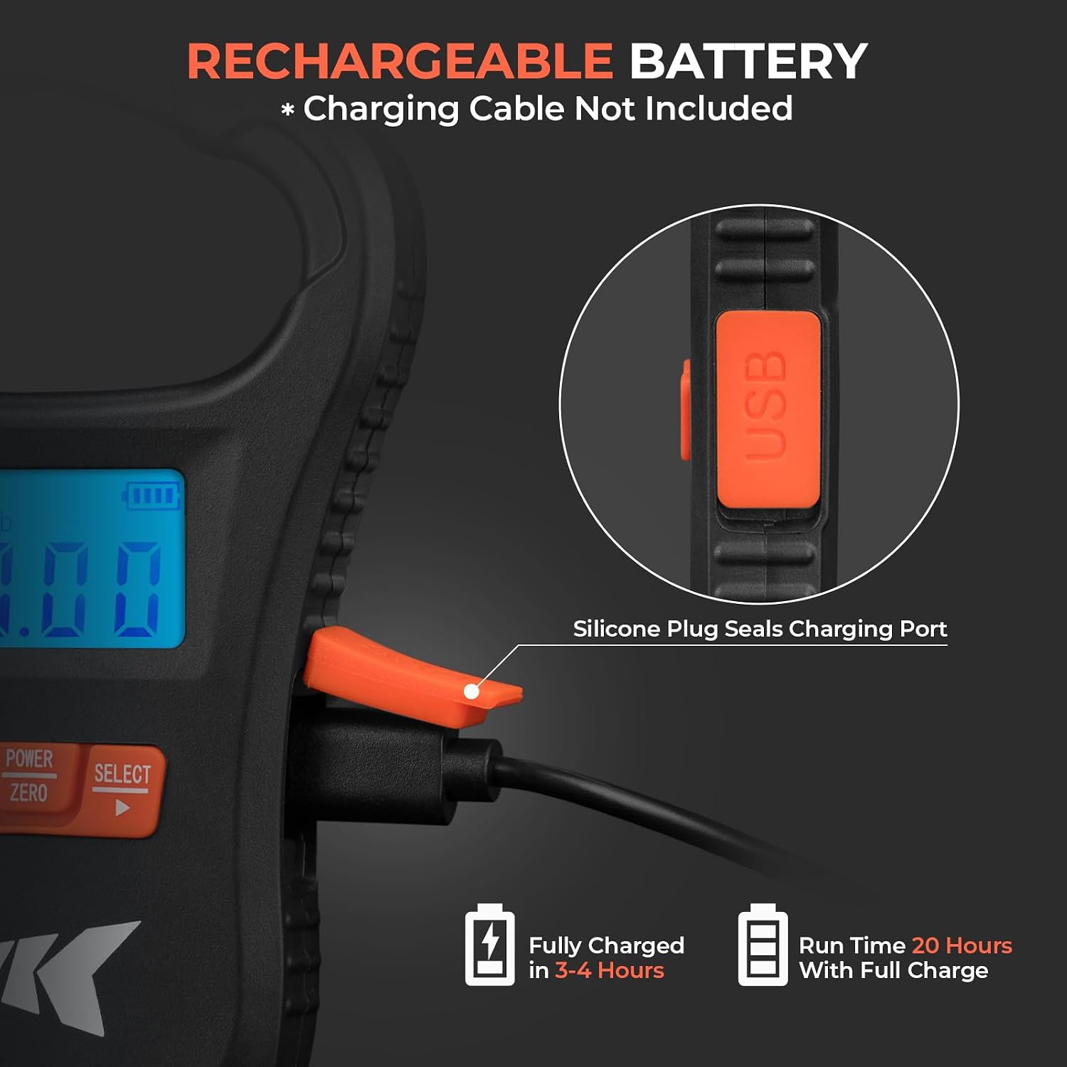 KastKing ToughTide USB Charging Fish Scale with Lip Gripper, Black Combo