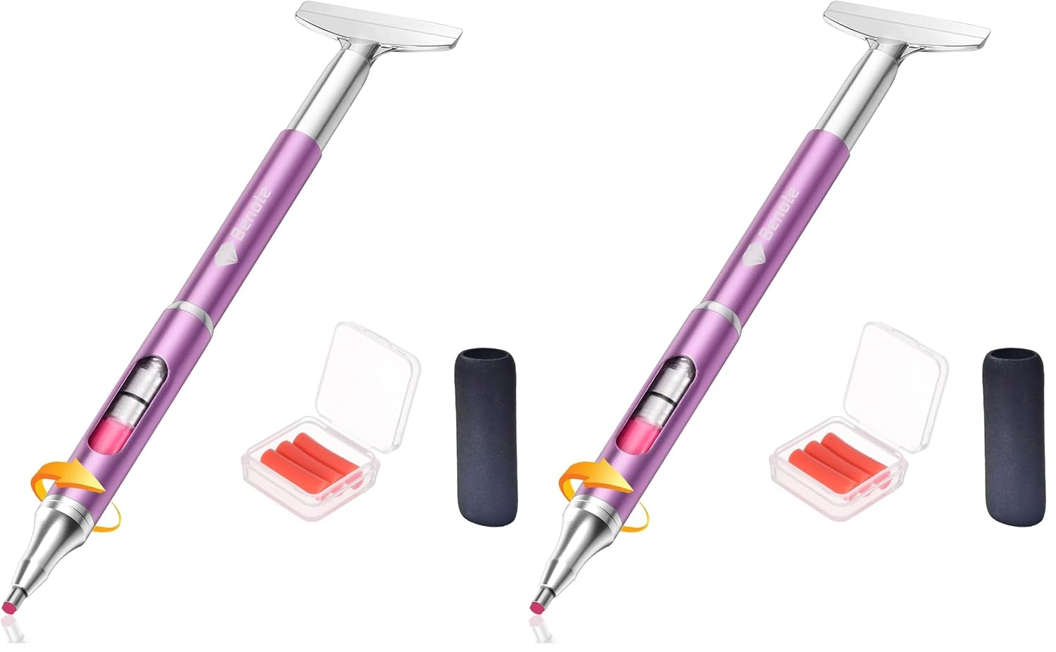 benote Diamond Art Painting Pen Refillable Wax Pen for Diamond Art Kit Accessories Self-Stick Drill Pens with Metal Correction Plate for 5D Craft DIY Nail - B18