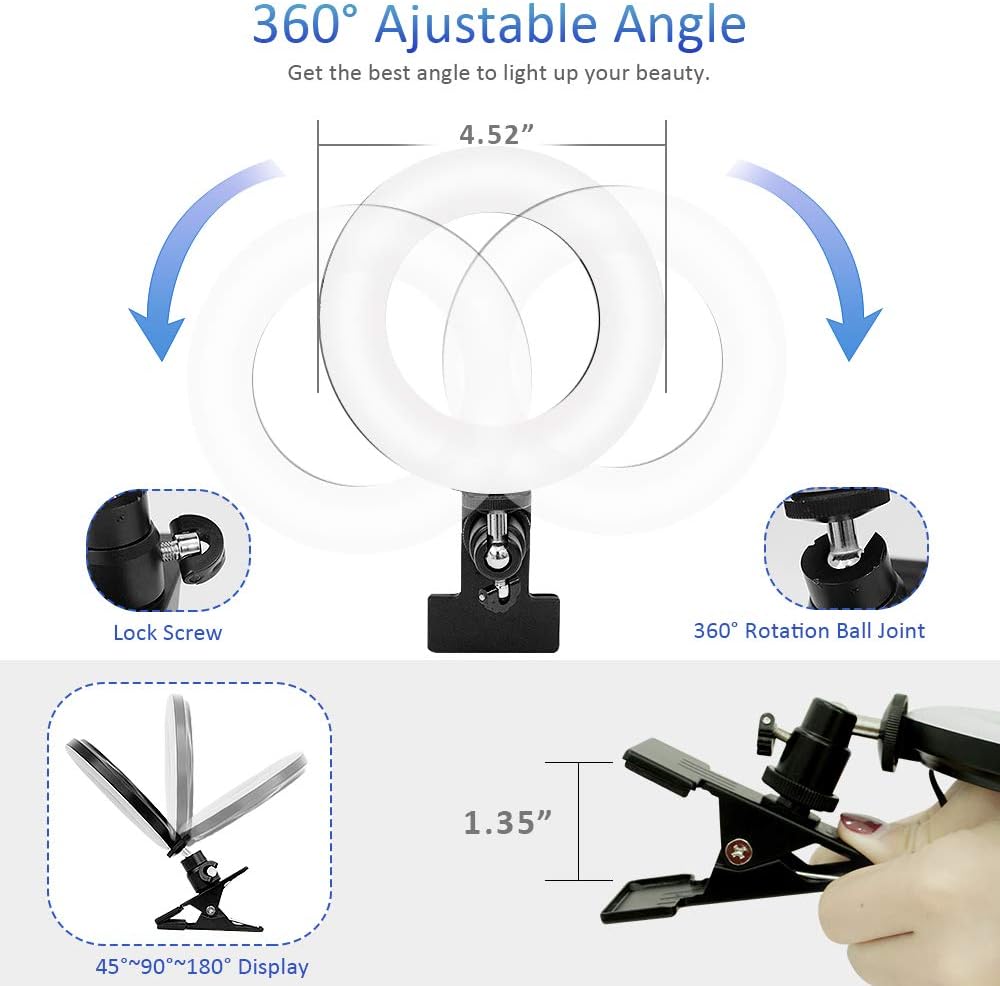 Cyezcor Video Conference Lighting Kit, Ring Light for Monitor Clip On